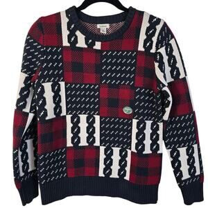 L.L.Bean Heritage Organic Cotton Fisherman Sweater Women's S Patchwork  Nordic